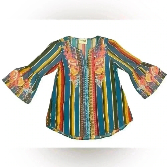 SAVANNA JANE STRIPE BELL SLEEVE in Western Size Small - Picture 3 of 12